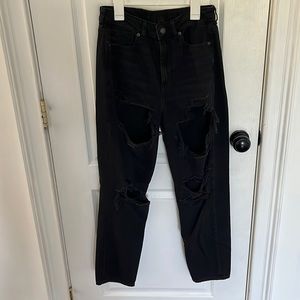 black ripped mom jeans